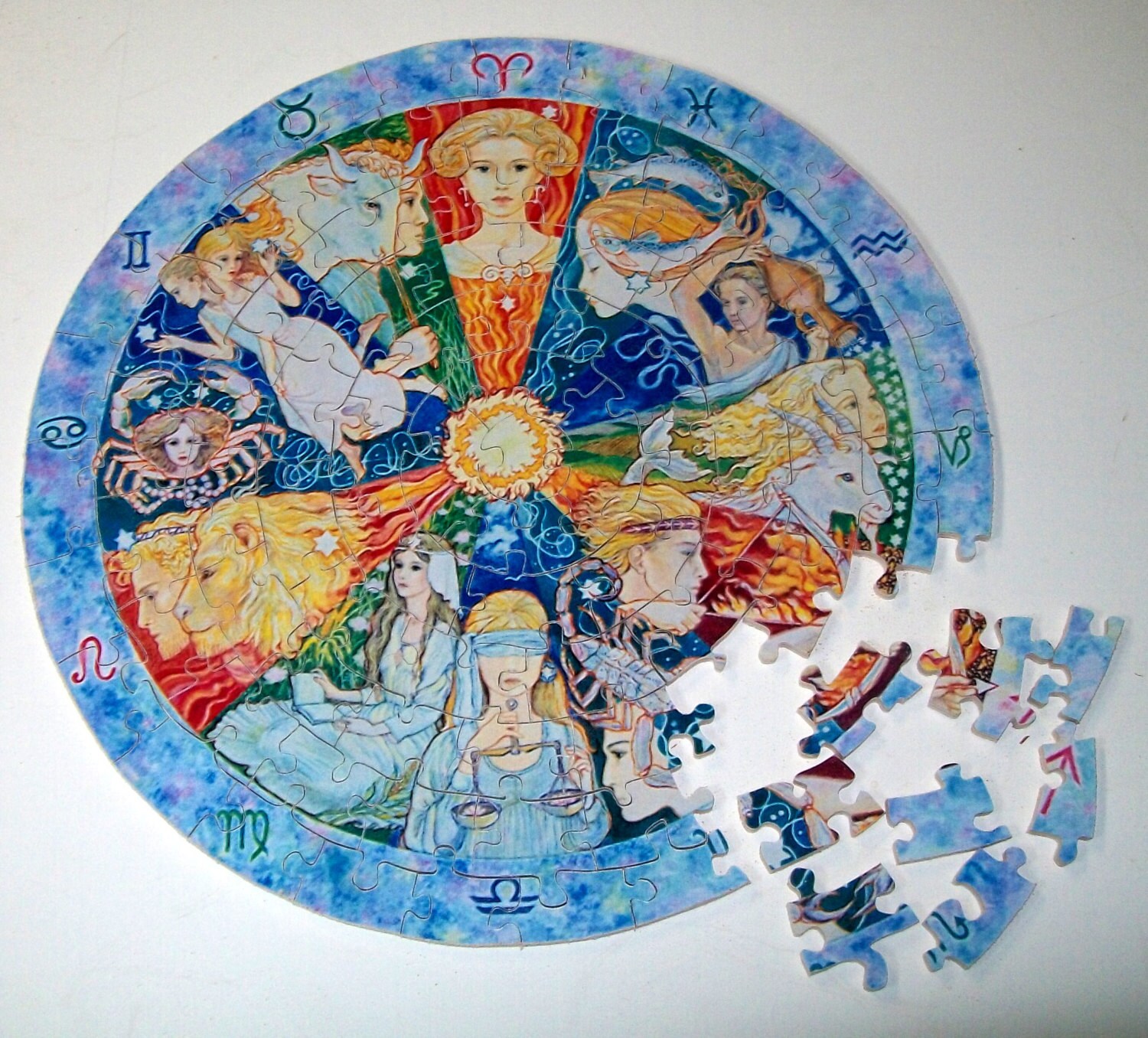 Round Jigsaw Puzzle Signs of the Zodiac by Scrollsawcharlie