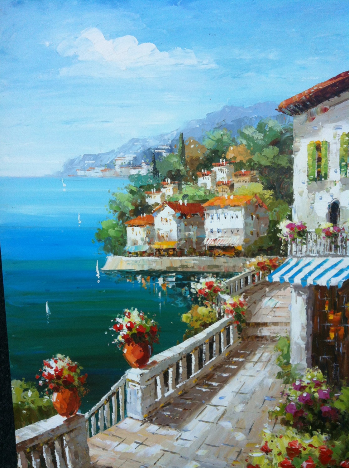 PORTOFINO ITALY Original Oil Painting 24 x 36