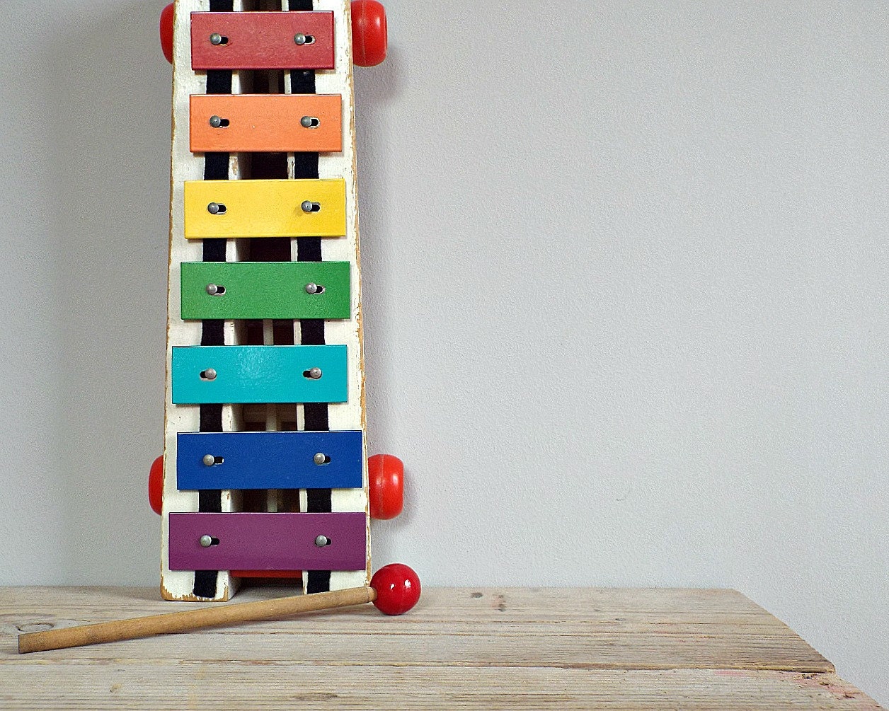 Items similar to WOODEN xylophone toy, vintage wood toys, colorful