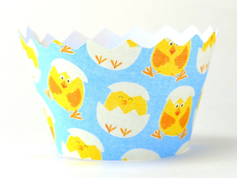 Baby Chicks Cupcake Wrappers by DecadentIcing on Etsy