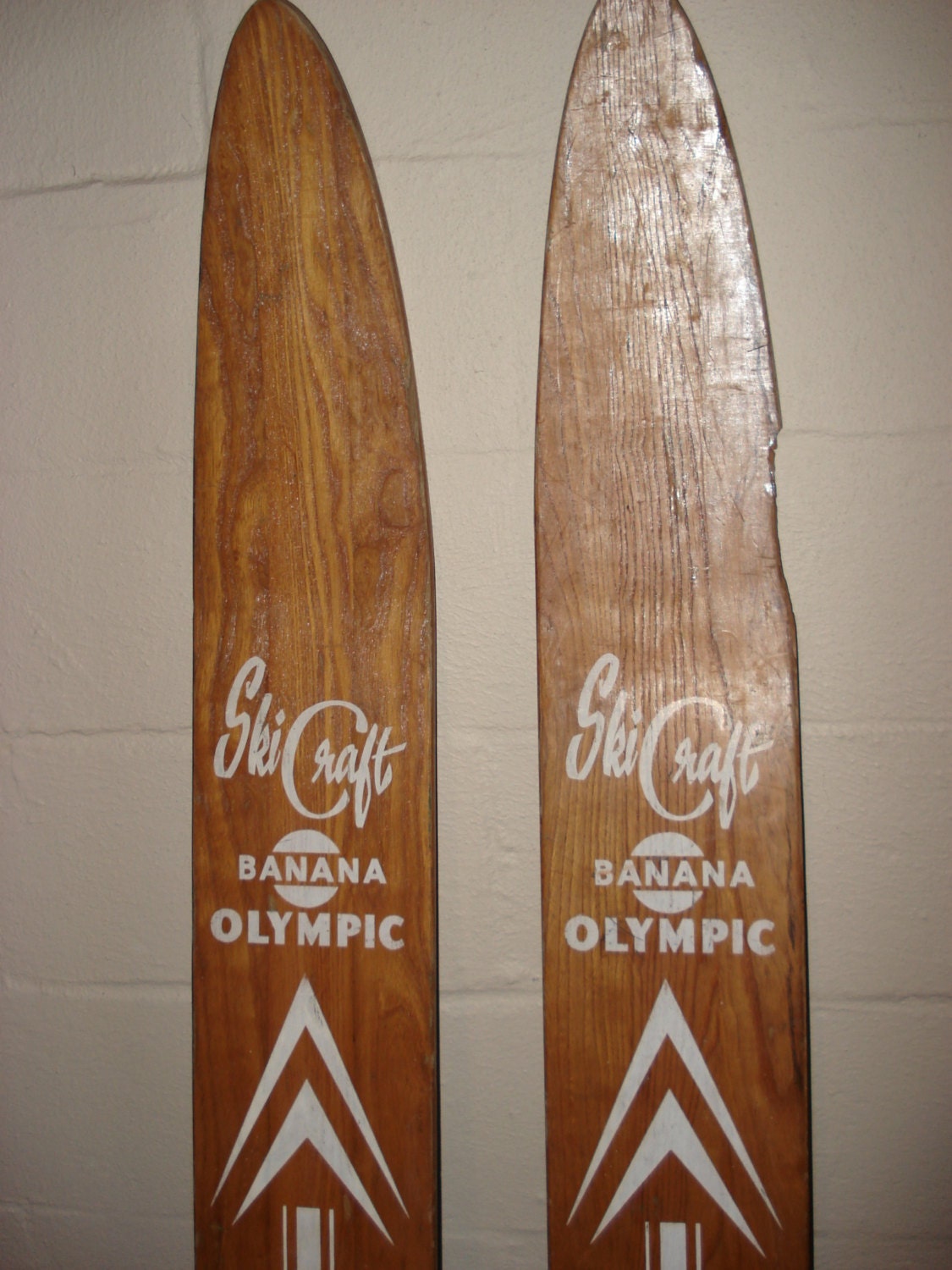 Vintage Wood WATER SKI Wooden Skies Ski Craft Banana Olympic