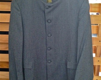Vintage Men's Nehru Jacket - Natural Herringbone