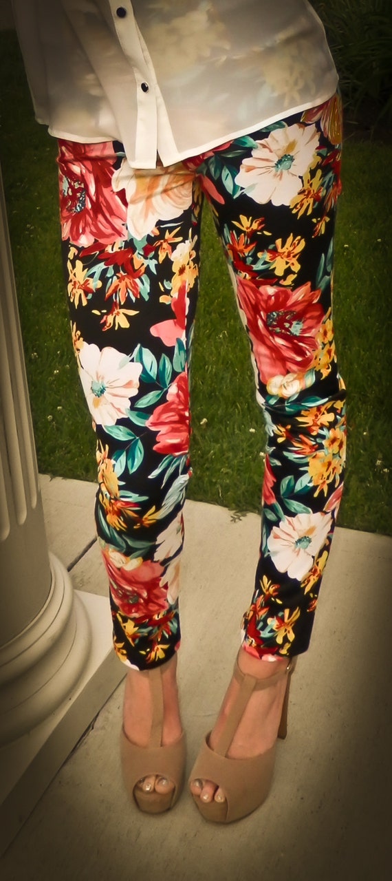Floral Jeggings by ShopAlamodeBoutique on Etsy