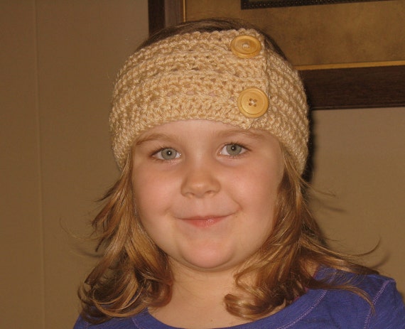 pattern adults headwrap for crochet with Headwrap Beige Buttons, Beige Headband with Crochet Crochet