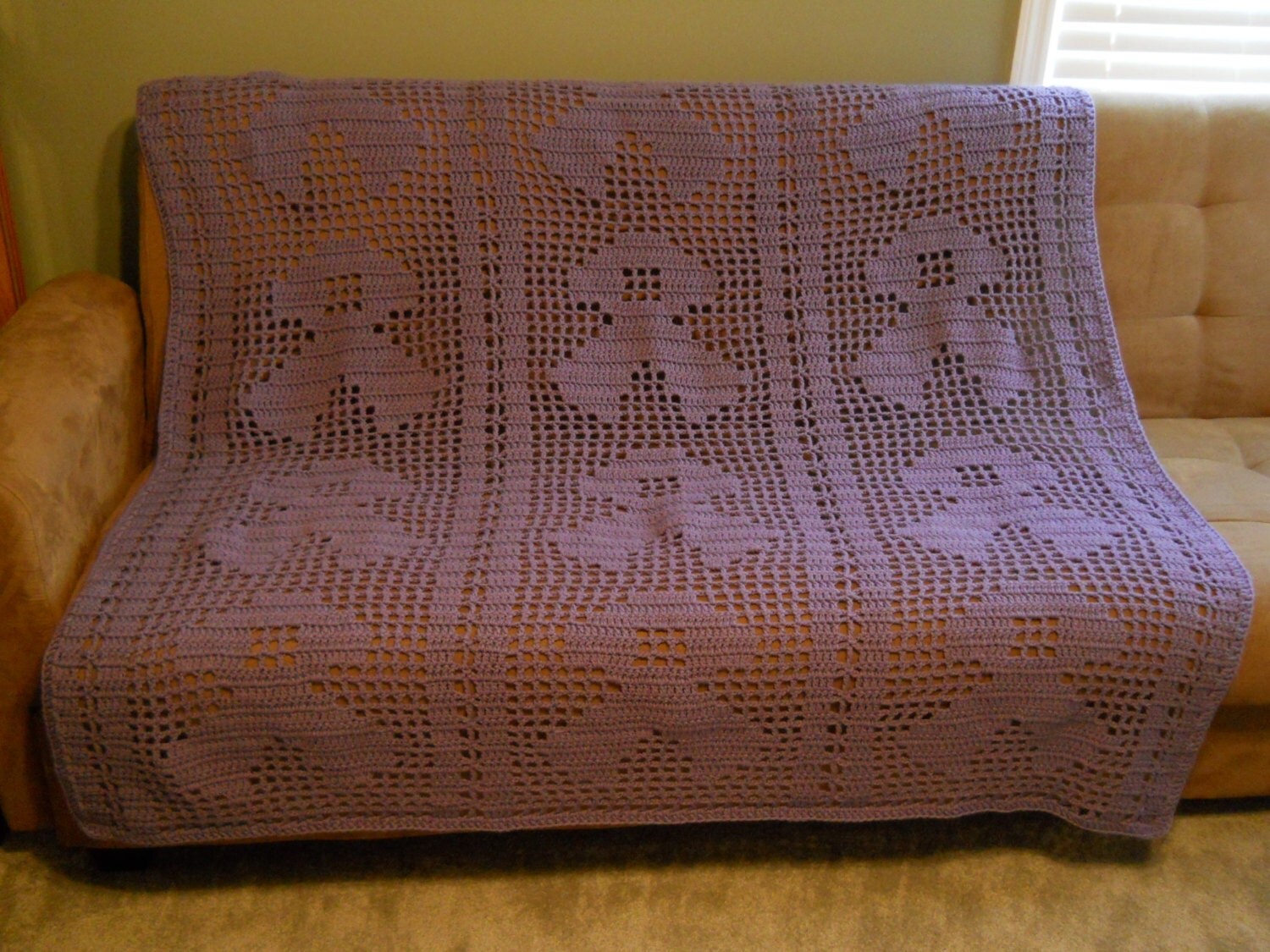 Crocheted Pink Breast Cancer Afghan/Blanket/Throw Crocheted