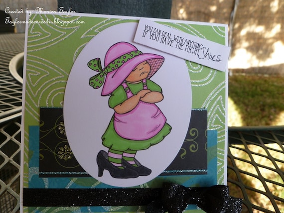 Handmade Card perfect for birthday or just thinking of you - Pouty little girl