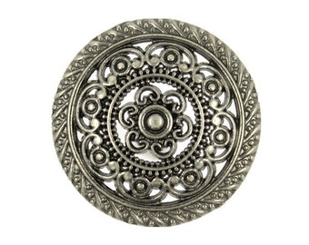 Metal Buttons - Metal Lacework Filigree Nickel Silver Metal Shank Buttons - 30mm - 1 3/16 inch - 6 pcs