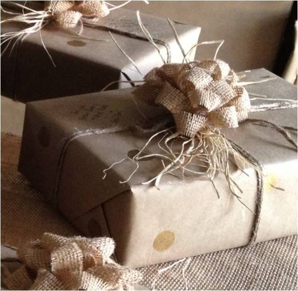 Burlap & Raffia Christmas Gift Bows