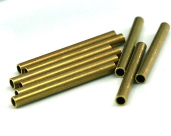 5 Pcs Raw Brass Tube 50 x 5 mm (hole 3,8 mm ) industrial brass Charms,Pendant,Findings spacer bead