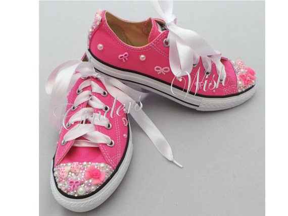 Pink Converse / Customised converse / Bling toe and candy