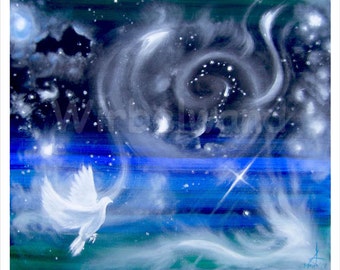 Print of an acrylic and oil painting - Starry Mist (28 x 24 inch) Original colours