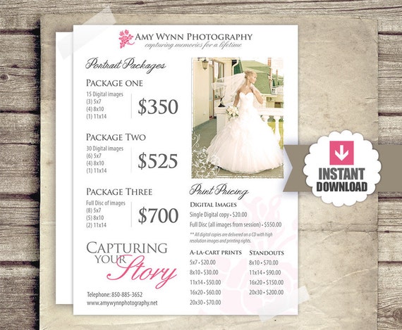  Wedding  Photography  Price List Session Packages  Pricing