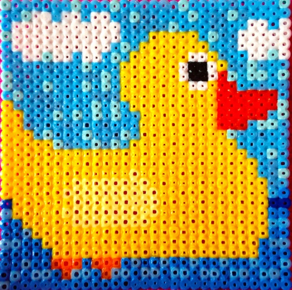 Items similar to Perler Bead Duck Tile on Etsy