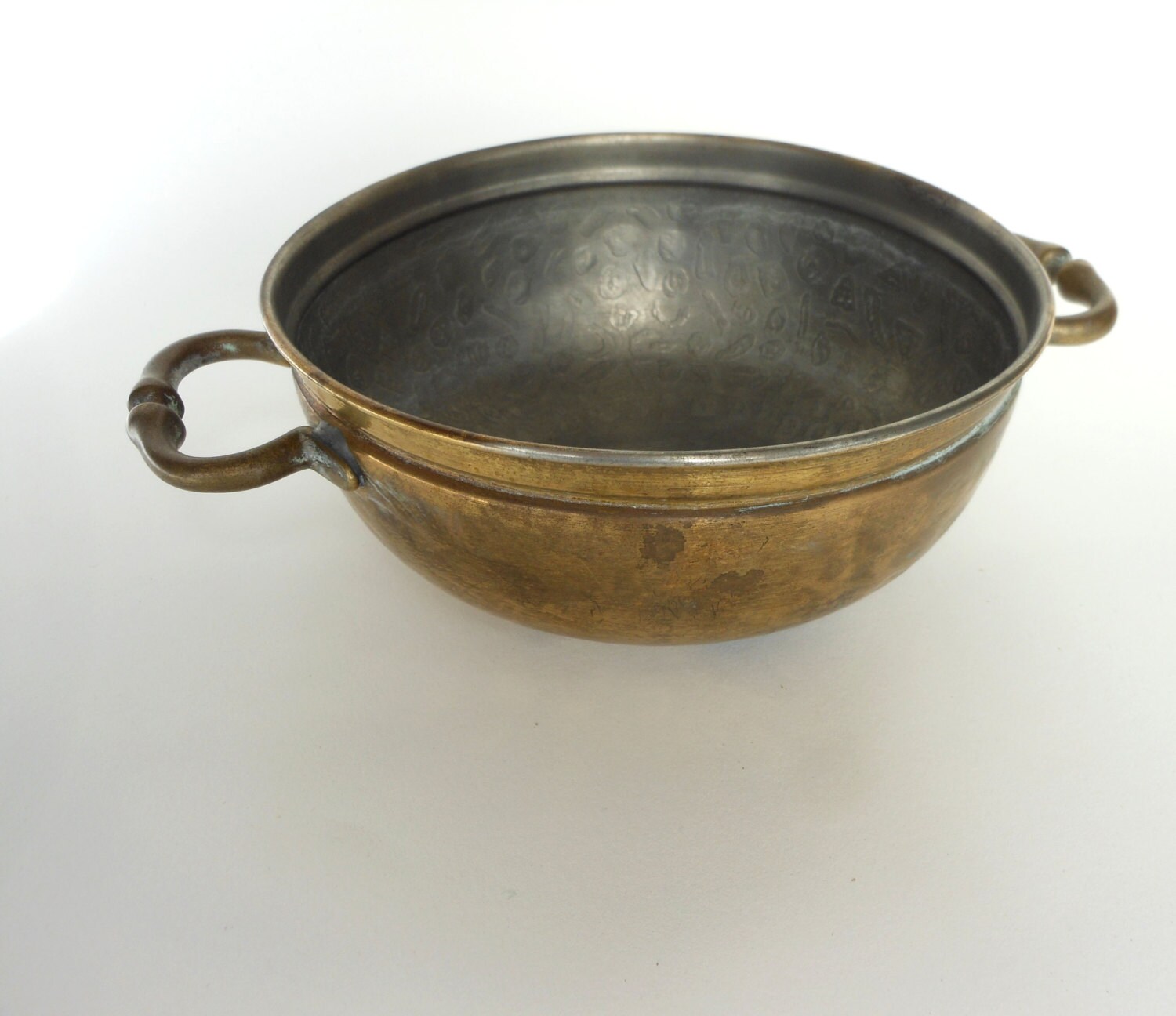 Vintage Brass Bowl With Handles 8724