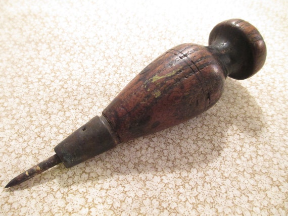 Vintage Wood Handled Leather Punch