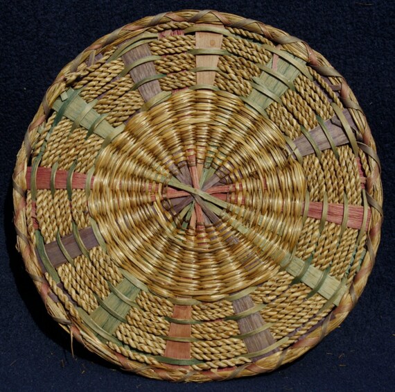 Vintage Sweetgrass Basket Mat Native Canadian Indian Craft