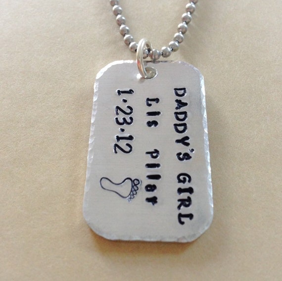 Personalized Necklace Dog Tag Necklace Hand stamped