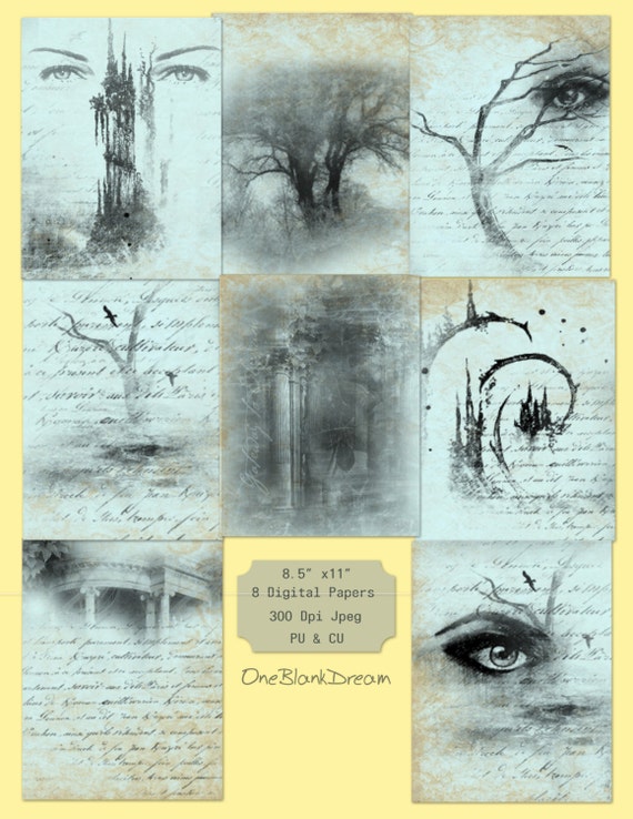Halloween Book Of Shadows 2nd 8.5" x 11" inch paper pack instant #download digital paper printable digital collage sheet