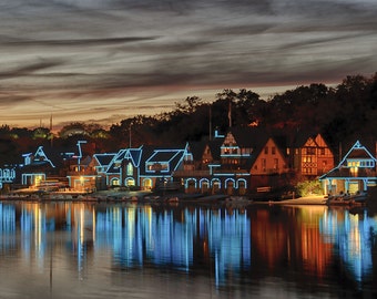 Philadelphia Prints, Boat House Row at Night, Fairmount Park, Art Museum, BHR Philly Photos, Sunset Art, Wall Art, Office Art, Ltd.Edition