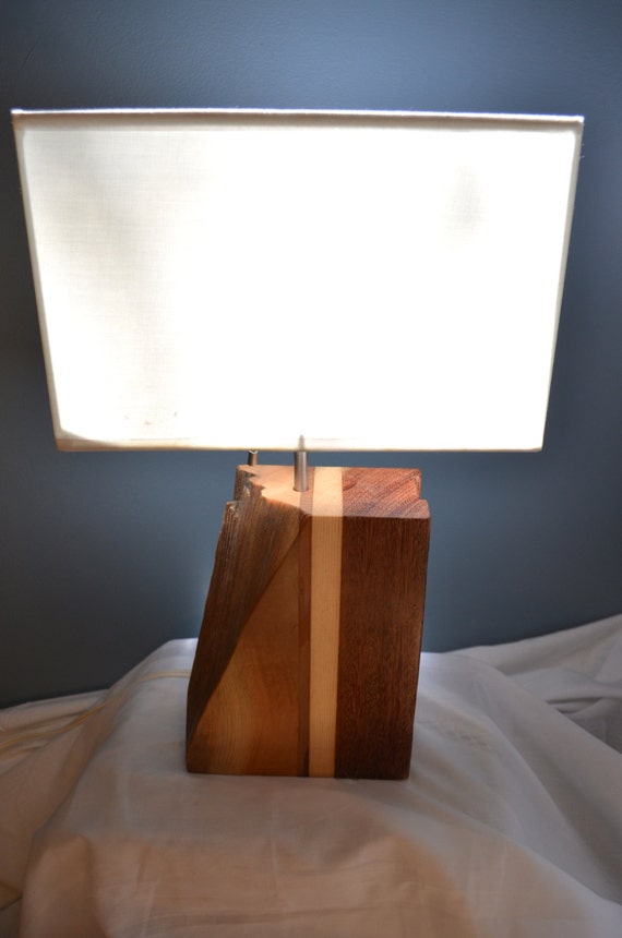 Modern Wood Table Lamp mixed wood by NestCraftDesign on Etsy