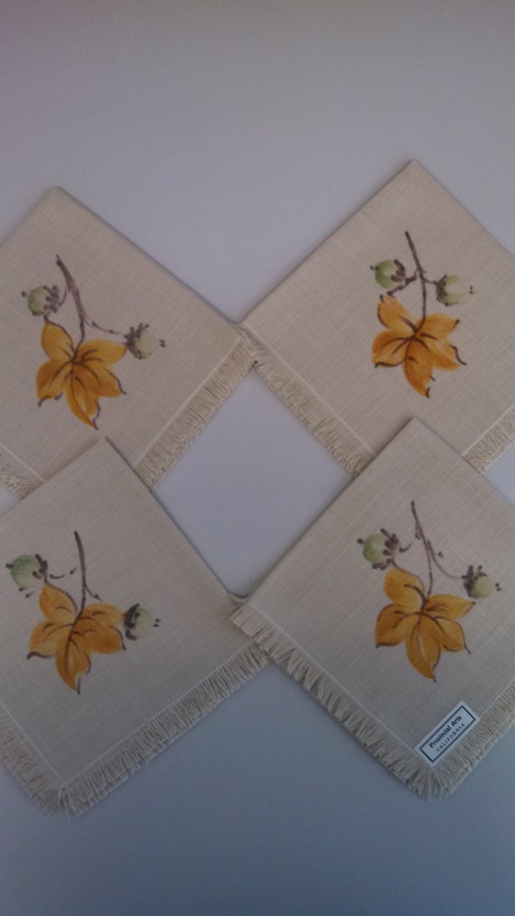 Vintage Hand painted Napkins Set of Four by TheDowntownCurio