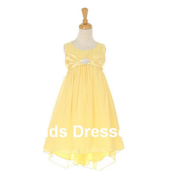 Yellow chiffon flower girl dress, baby flower girl Dress, flower girl dress wedding,flower girl dress new, cheap wedding flower girl dress