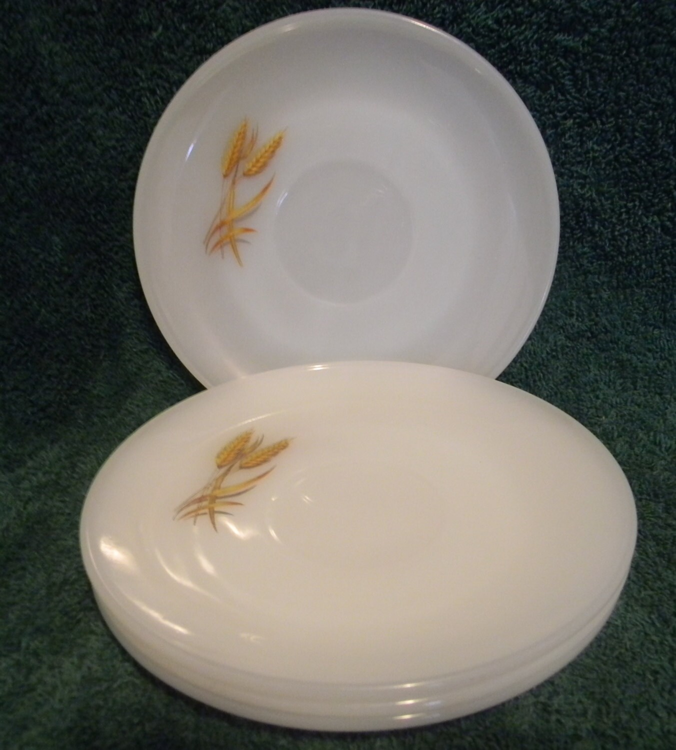 Anchor Hocking Fire King wheat pattern saucers. 1960's