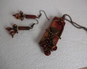 Vintage Picasso Jasper Bird on a Wire Necklace & Earring Set