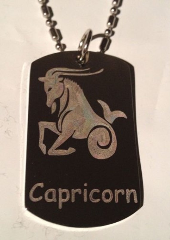 zodiac signs sign capricorn goat military dog tag chain zodiac signs sign capricorn goat military dog tag chain