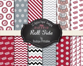 Roll Tide Bama digital papers - 12x12 and 8.5x11 300 dpi
