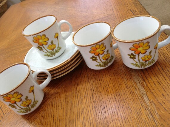 Cups vintage saucers style Set Natural Saucers Tea and Coffee Vintage tea and MIkasa cups    Beauty 8 Piece