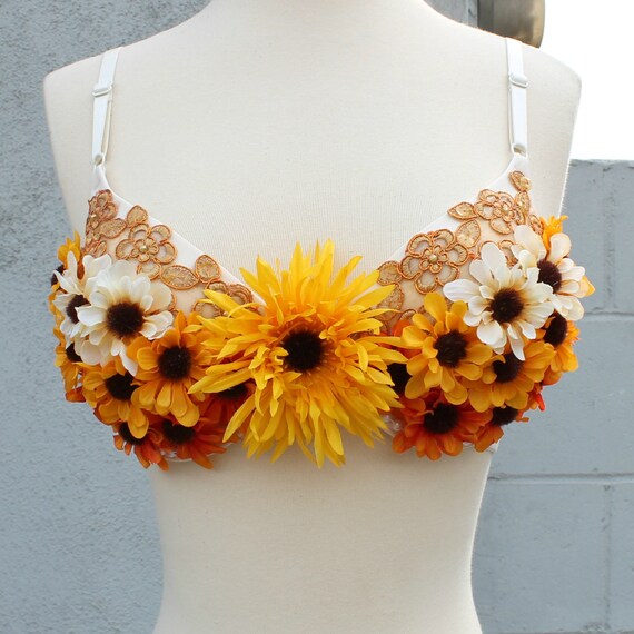 34c Ombre Fire Flower Rave Bra By Everydayarmour On Etsy 