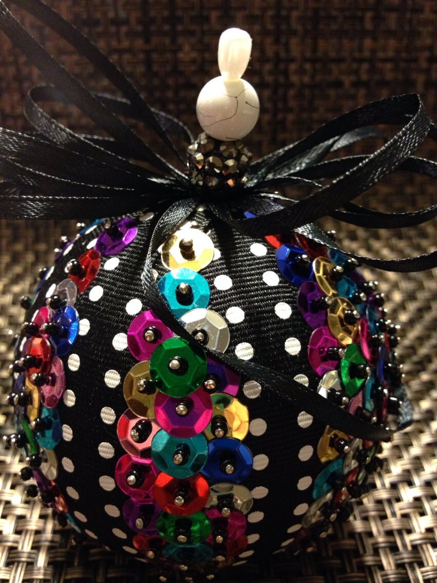 Handmade sequin ornament by OrnamentsthatDazzle on Etsy