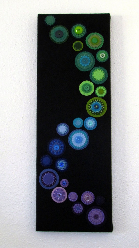 Embroidered Wool Felt Circle Art