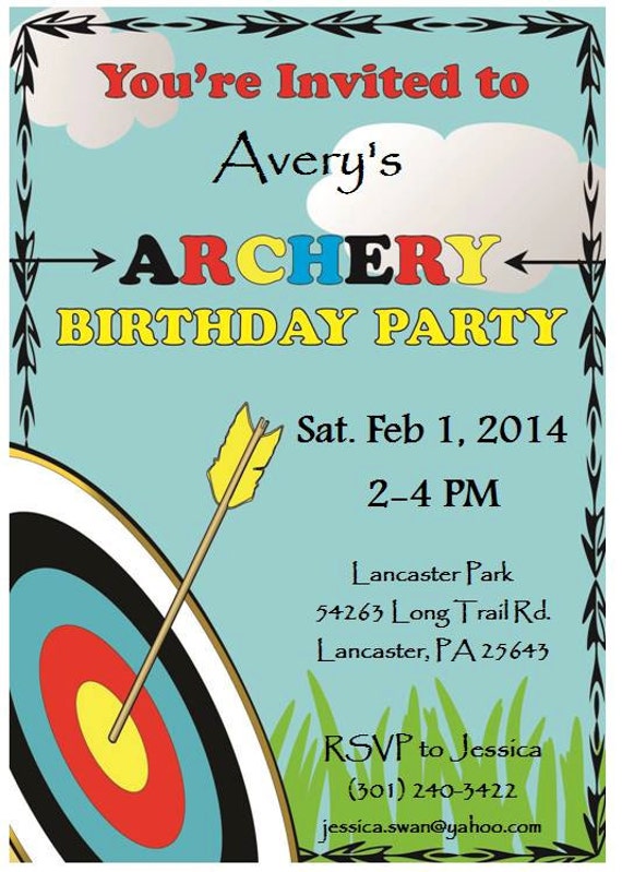 Items similar to Printable Archery Birthday Party Invitation on Etsy