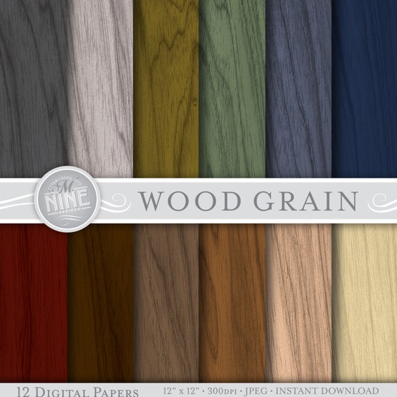 WOOD GRAIN Prints Digital Paper 12 x 12 Paper Pack