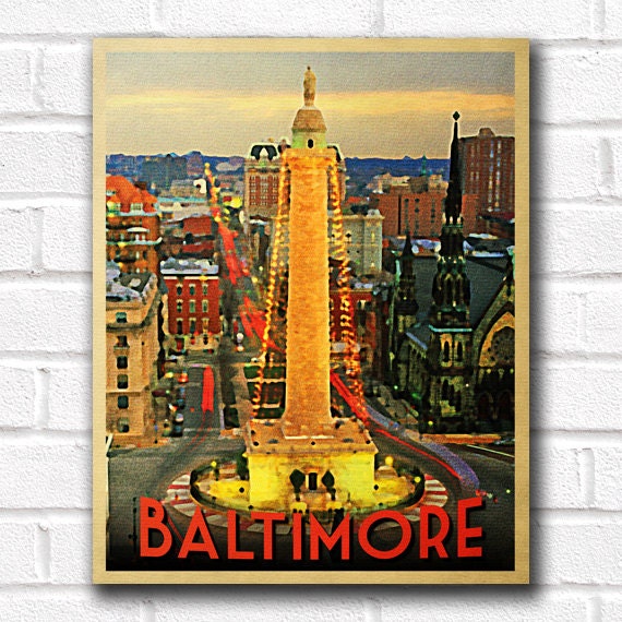 Baltimore Maryland Vintage Travel Poster by NiftyPrintables