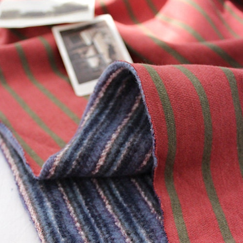 Brushed French Terry Knit Fabric Red Green