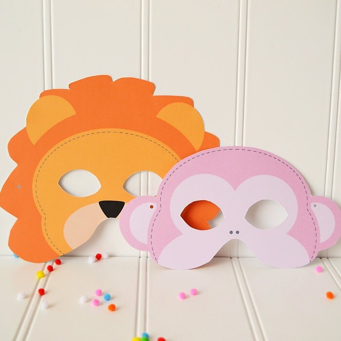 DIY druckbare Dschungel Masken Löwen und Affen-Masken