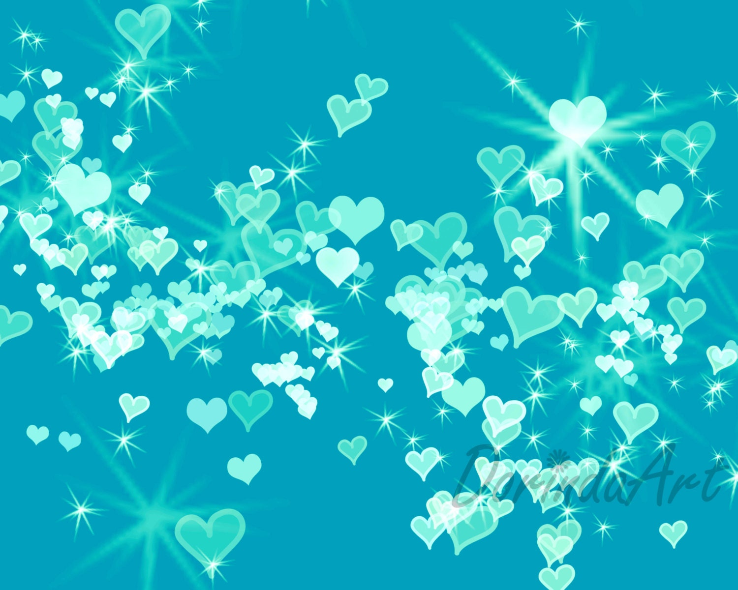 Heart background Valentines background Turquoise heart print