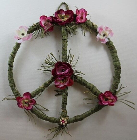 Burgundy Rose Silk Flower Peace Sign by PeacePetalsAndPearls