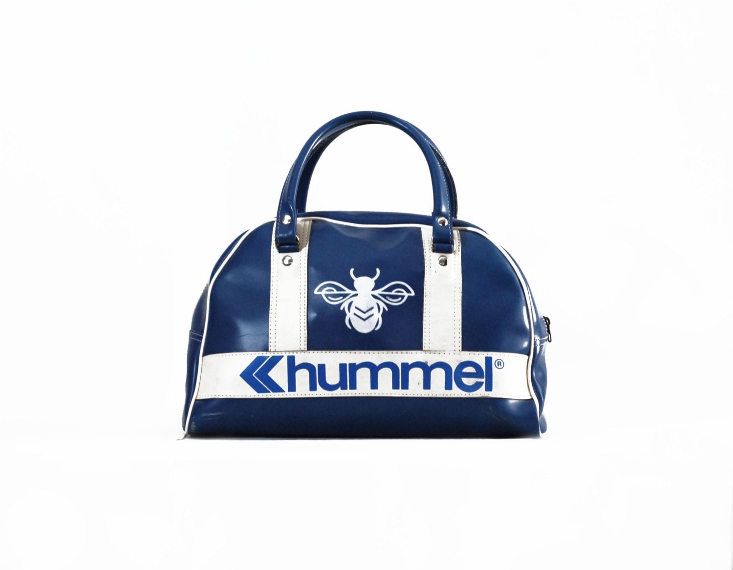 Vtg 70s bowling bag / Hummel / retro duffel bag / blue and