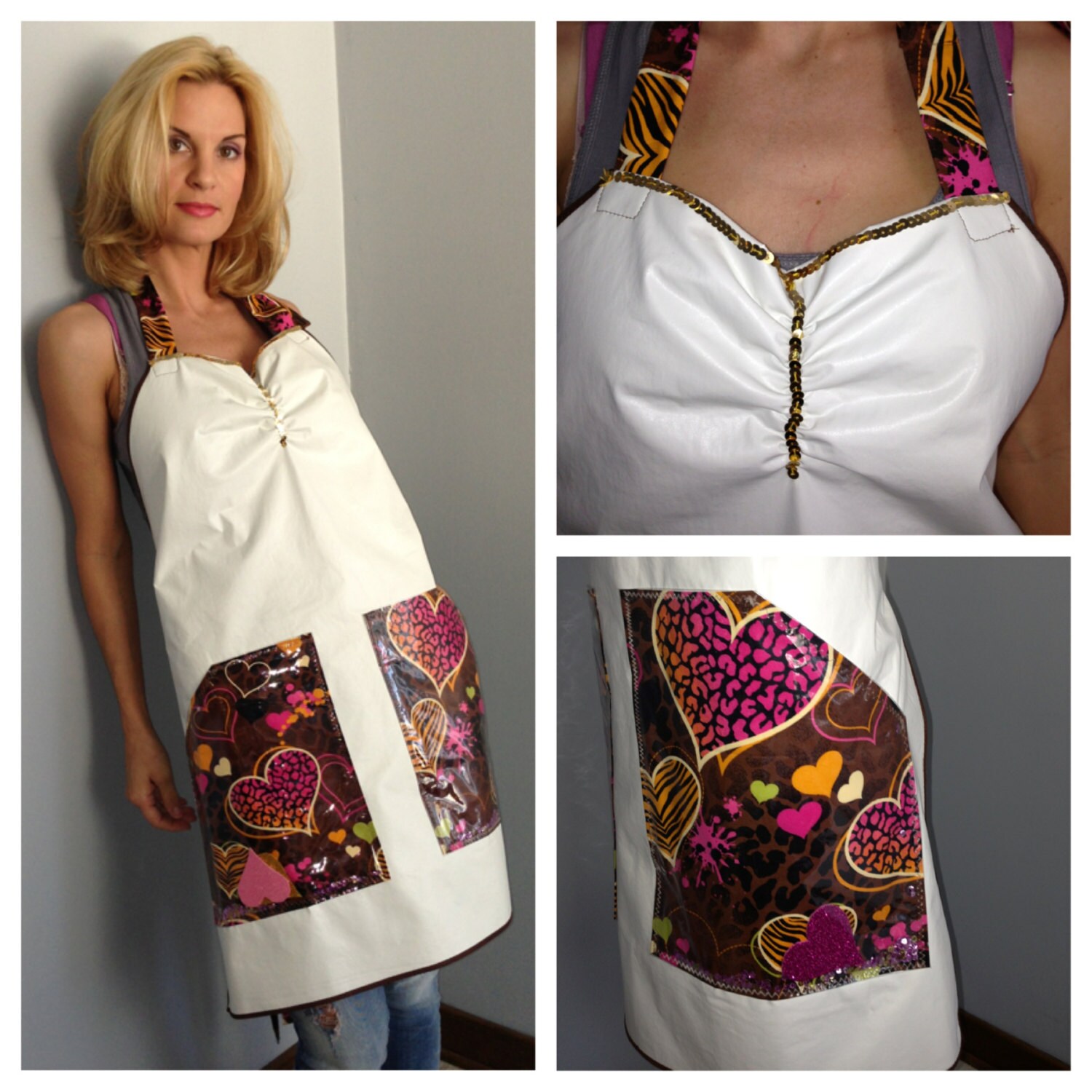 SALE White Vinyl Grooming Apron by TheCraftyDucks on Etsy