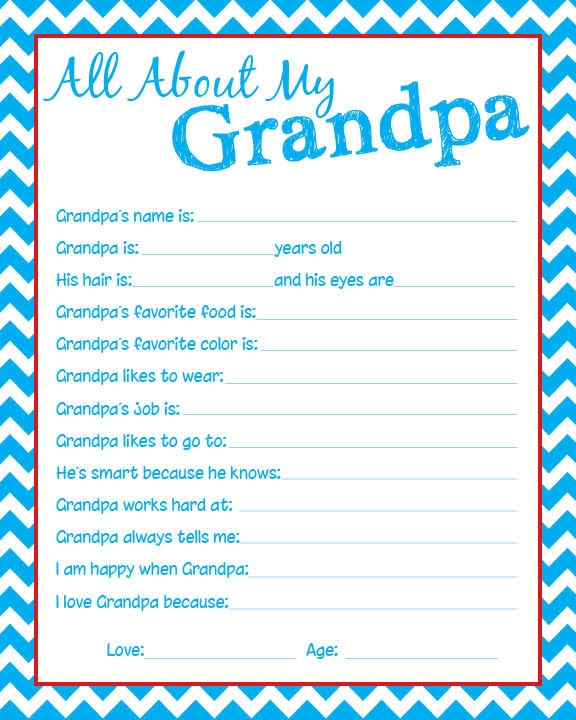 Download Grandpa / Papa / Grandad Questionnaire Let the by ...