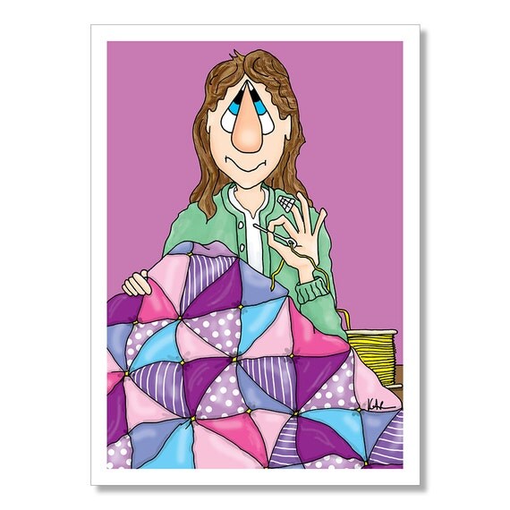 Quilting Birthday Card Funny Birthday Card woman quilting