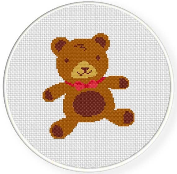 Items similar to Teddy Bear PDF Cross Stitch Pattern Needlecraft Teddy bear with a flower cross stitch pattern