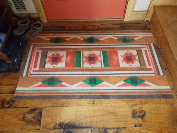 Items Similar To Rug Hand Painted Oil Cloth On Etsy