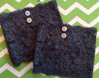 Charcoal Grey Lace Boot Cuffs