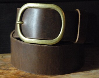 Leather Hip Belt 2 inch Wide Leather Belt -Brown Leather - Oval Brass ...