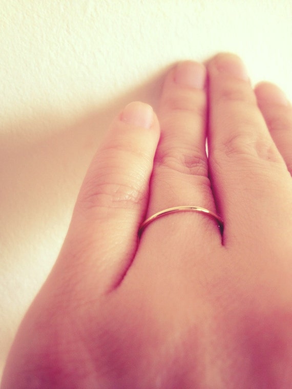 1mm band. Free Shipping. 14K SOLID gold. Thin Wedding Band.
